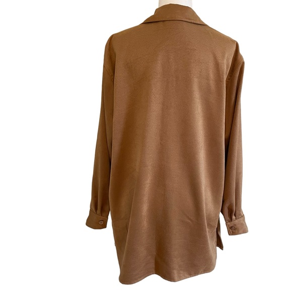 VINTAGE COLDWATER CREEK FAUX SUEDE JACKET/SHACKET, Camel Brown, See Measurements - Picture 5 of 14
